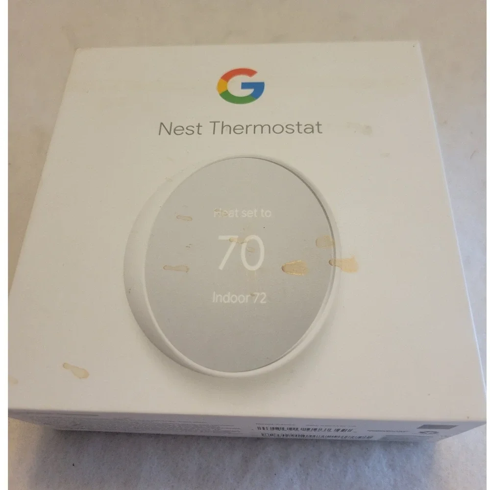 Google Nest Thermostat G4CVZ Snow Smart WiFi Programmable w Base Kit